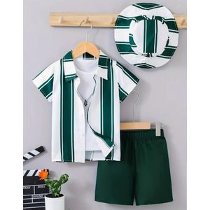 Fashion Boutique 3pcs Boys Casual Dress - Green and White 