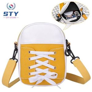 Canvas Cross-body Bag Mini Bag Shoe Style Small Bag Mobile Phone Bag - Yellow
