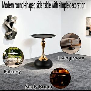 Luxury Elegance Modern Heavy-Duty Metal Side Table – Compact Space-Saving Bedside Coffee Table - Living Room Bedroom Office & Balcony Stylish Table– Apartmen Fitted Choice Iron Frame End Table - 55cm 1 Set Black/Golden