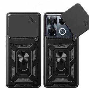 Infinix Note 40 4G Case Slide Window Lens Protection with Magnetic Stand Ring - Black 