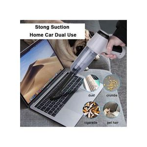 USB Rechargeable Handheld Vacuum Cleaner - Portable Wireless Mini Car & Home Cleaner with Strong Suction, Brush Nozzles & 0.1L Dust Cup - (L16 x W5.5 x H15)cm / (L6.3 x W2.2 x H5.9)inch - White