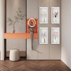 (4 pieces) 3D decorative wall stickers, vase decorative stickers, wall hole repair decorative wall stickers