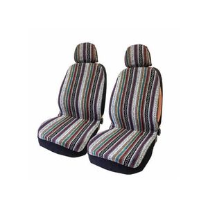 2Pcs Set Ethnic Style Full Coverage Car Front Seat Cover Protector Anti-slip Auto Cushion Cover