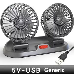 Portable Dual Head Car Cooling Fan USB – 360° Adjustable, 2 Speeds, Low Noise with Temporary Parking Number Card