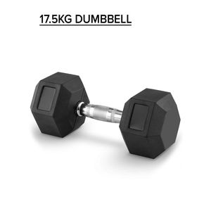 17.5KG Rubber-Wrapped Hexagonal Dumbbell for Muscle Training & Fitness