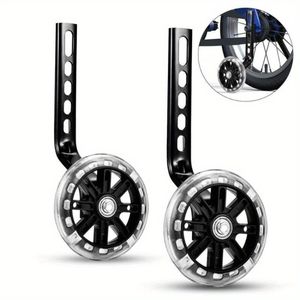 1 Set Bicycle Training Wheels with Stabilizer System - Adjustable Size, Quick-Install Mechanism, Durable & Stable 2-Wheeler & Adults, Safety Balance Wheels for Learning to Ride, Compatible with (Black)