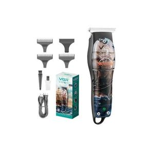 600mAh Graffiti Design Rechargeable Hair Trimmer with Stainless Steel Blade, USB Charging, 100-Minute Use & 3 Guide Combs