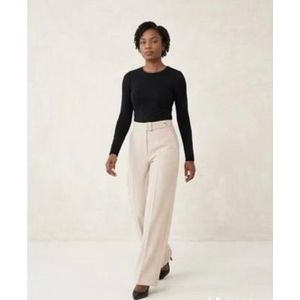 No Label Women’s Nude Cream Wide Leg Trousers  She by AS  High Waist Belted Ladies Office Work Wear Ghana
