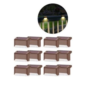  12 Pcs Solar Deck Lights - Waterproof LED Outdoor Pathway, Yard, Stair & Fence Lamps, Warm White - (L5 x W8)cm / (L2 x W3.1)inch