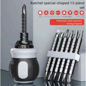 General Ratcheting Screwdriver Set,12-in-1 Multi-bit Stubby Screw Driver Set-Adjustable Length,Reversible Dual End,Portable