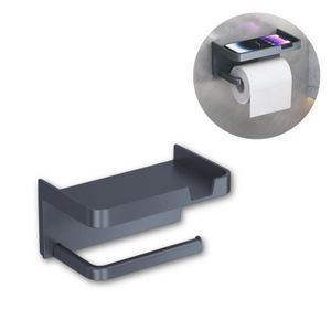 ShebSheb Wall‑Mounted Toilet Paper Holder with Storage Shelf, No‑Drill Adhesive Tissue Dispenser, Modern Space‑Saving Rack for Bathroom, Kitchen & Laundry Room