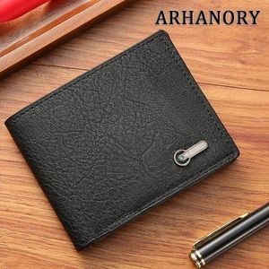 ARHANORY Men's Business Casual Wallet Slim Leather Coin Purse - Black