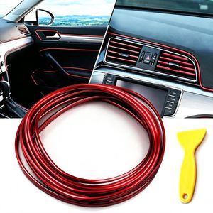 10M Red Car Interior Decorative Molding Trim Strip Auto Dashboard Air Outlet Gap Insert Line Styling Accessories With Installation Tool