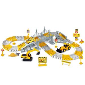 Educational Engineering Track Car Toy Set – Kids Assembly Slot Toy - Yellow