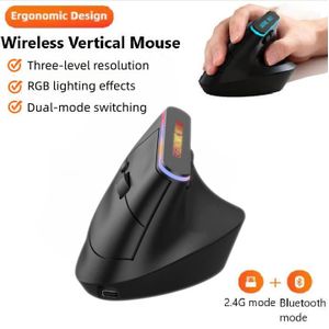 Rechargeable 2.4G Bluetooth Wireless Vertical Mouse/Gaming Mouse Personalised Side Grip Ergonomic Mute Game PC Computer