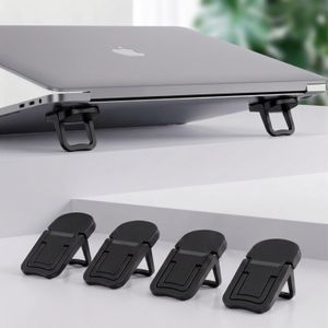 ShebSheb 4PCS Mini Foldable Laptop Stand, Self-Adhesive Plastic Keyboard Riser Black