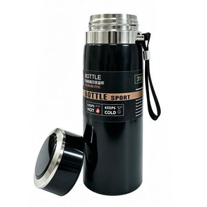 800ml Stainless Steel Vacuum Insulated Water Bottle, Leakproof Thermos Water Flask with Tea Strainer-Black