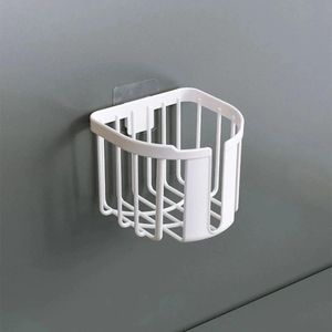 Wall-Mounted Toilet Roll Holder – Strong Adhesive, No-Drill Tissue Dispenser- White Color 