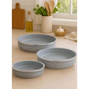 Granite Cake Pan Set, 3-Piece - Non-Stick, PFOA-Free, Durable Granite Coating, Easy to Clean, Dishwasher-Safe - Grey