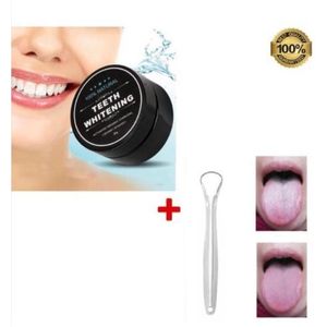 Activated Organic Natural Teeth Charcoal Powder - 30g - Black + Tongue Scraper