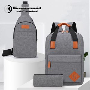 Mateamoda 3 PCS Men Bags Backpacks School Bags Laptop Bags Satchel Chest Bags Bookbags