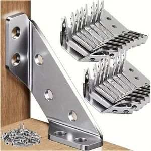 20pcs Heavy-Duty Stainless Steel Corner Brackets With Screws - 90° Angle Support, Scratch-Resistant, Easy Installation For Furniture & Wood Frames