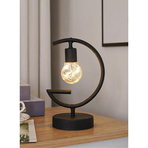 LED Iron Art Table Lamp with Warm Light for Bedside & Home Decor (D10 x H20.5cm) - Black