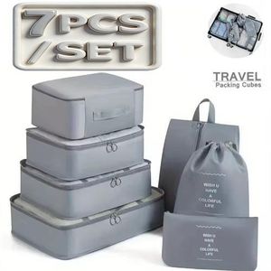 7-piece mini travel storage bag, unisex luggage, clothing organizer, cross-border tote bag, for daily use and luggage storage