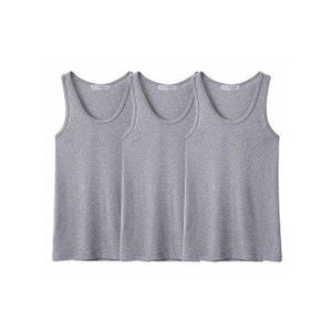 3-in-1 Men's Quality Singlet Pack Sleeveless Men's Vest Underwear - Grey
