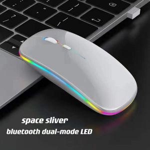 Bluetooth Wireless Mouse Rechargeable Silent 2.4G-sliver