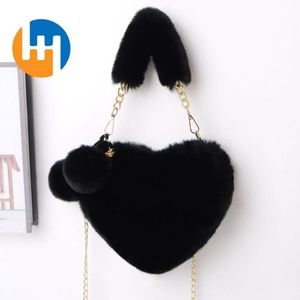 HUAHAU New plush caring handbag shoulder bag cross-body bag coin purse fashionable anti-theft - Black