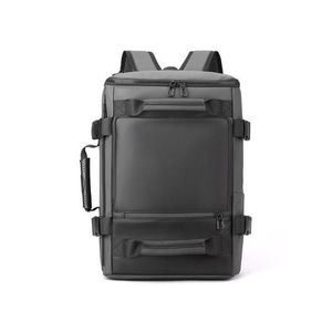 Nylon Leather-Coating Cloth Backpack Men's Travel Shoulders Bag Laptop Carrying Bag Daypack (L31 x W18 x H44)cm / (L12.2 x W7 x H17.3)inch - Grey