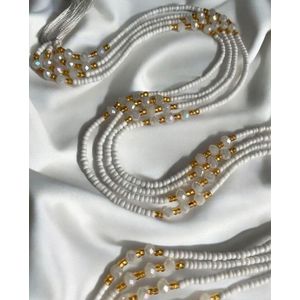 White and Gold Waist Beads - 4 Strands 