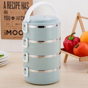 304 Stainless Steel 4-layer PP Portable Lunch Box Sealed Fresh-keeping Box - Blue