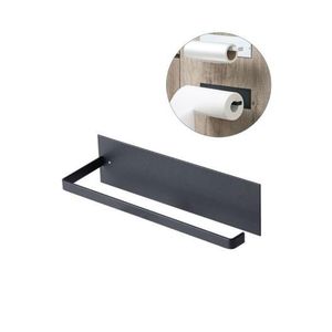 Kitchen Tissue Towel Holder Under Cabinet Adhesive Paper Roll Holder (L22 x W6)cm / (L8.7 x W2.4)inch - Black