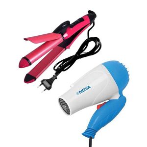 3-in-1 Travel Hair Styling Set - Foldable Dryer & Hair Styler - 1400W