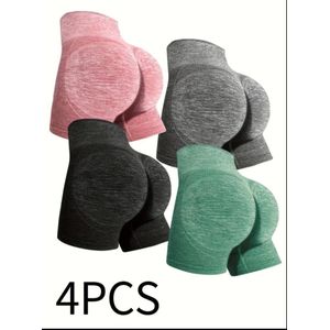 Fashion For Life 4pcs Yoga Gym Shorts For Ladies -Hip Lifting Seamless Shorts – High Waist Tummy Control Booty Underwear Shaper Pants - Mixed Color