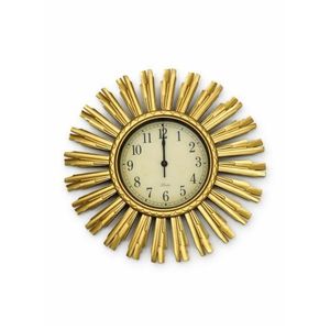 15.7" Gold Sunburst Battery Operated Modern Wall Clock for Living Room, Bedroom, Kitchen & Office