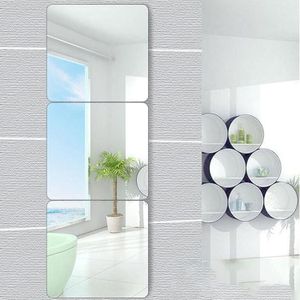3-Piece 30x30cm Flexible Mirror Tiles Self-Adhesive Frameless Wall Stickers for Home Decor