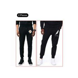 VEOUNDK 2 Pieces Men's Casual Jogger Pants Sweatpants - Black