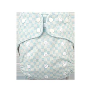 1-3 years old Baby Waterproof Washable Cloth Diaper ( a soft Blue with a white check pattern)