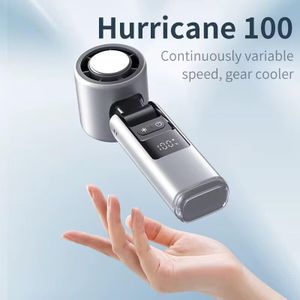 Portable Handheld Turbo Fan with Semiconductor Ice Cooling Plate & Digital Display - Grey