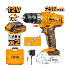 Ingco Cordless drill 12V + 25Nm + 2 Big Battery