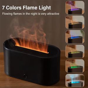Scent diffuser with flame and air hudifier, USB desktop model, suitable for home bedroom  oil diffuser, with colored night light