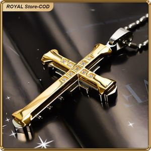 ASHION Collier Pendentif Croix Unisexe en Acier Inoxydable – Bijou Mode