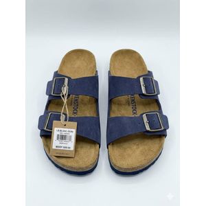 Kenstock Men’s Navy Blue Suede Sandals - Anatomical Comfort Footbed - Adjustable Double-Buckle Leather Slides