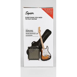 Squier Fender Squier Sonic Stratocaster Pack 2Color Sunburst Electric Guitar with Frontman 10G Amplifier & Accessories
