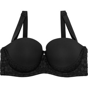 Binnys Guaranteed Black Polyamide Charming Bow Anti-Exposure Non-Removable Breast Pads Heart-shaped Lace Trim Women's Push up Bra