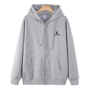 Playboy Men's Cardigan Sweater Hooded Jacket J07-Grey