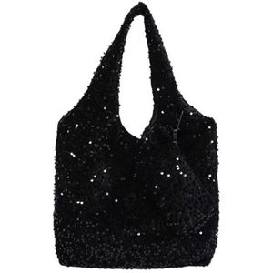 2 in 1 Ladies Hand Bag Tote Bag Sequins Shoulder Bag For Women Crossbody Bag Handbags Black